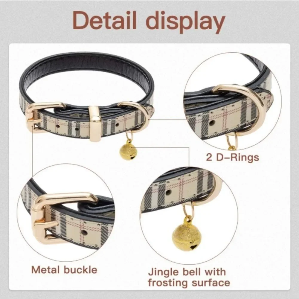 Soft Leather Dog Cat Collar with Bells